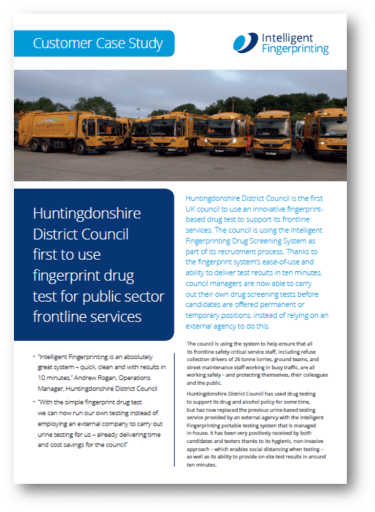 Huntingdonshire District Council Case Study Fingerprint Drug Testing