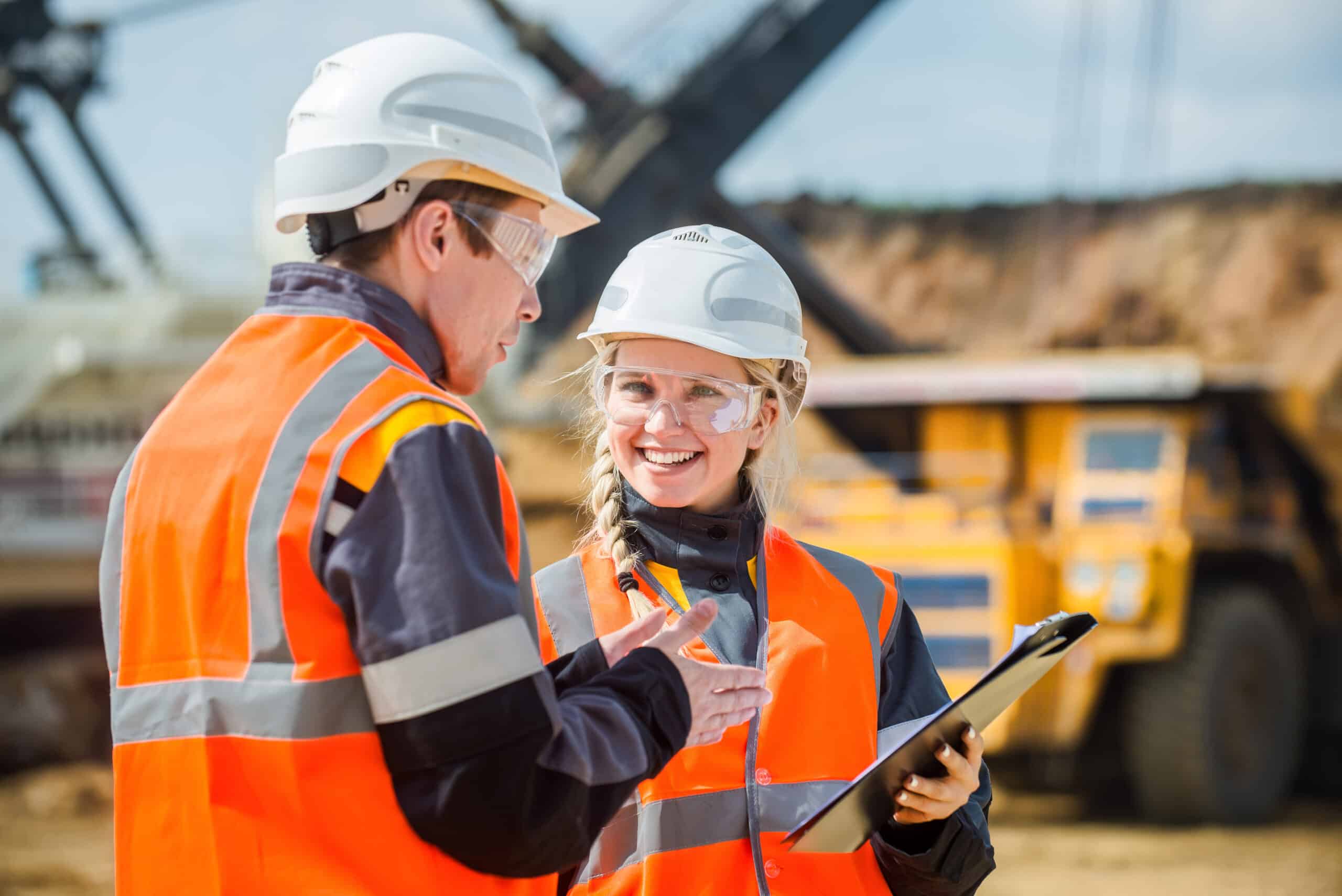 Two people working